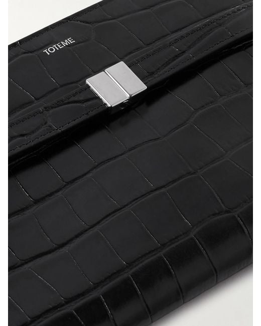 Totême White Belted Croc-Effect Leather Shoulder Bag