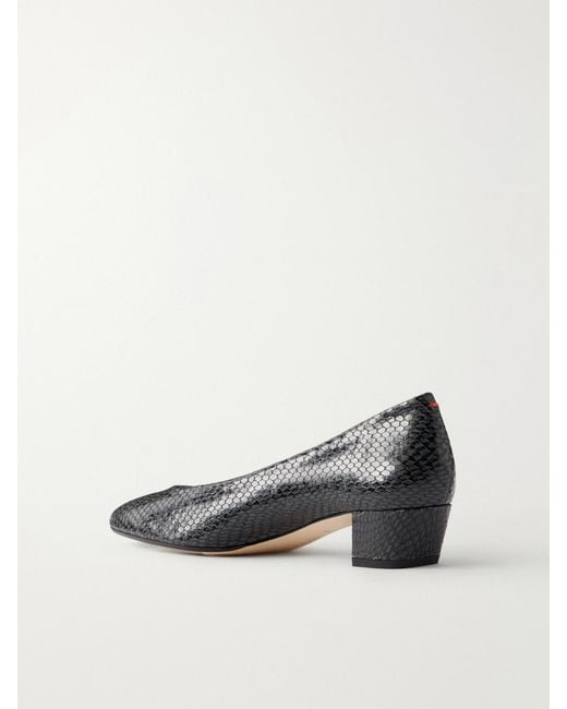 Aeyde Green Helia 35 Snake-Effect Leather Pumps