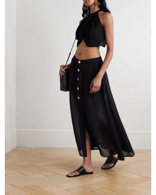 Jupe Midi En Gaze De Lin Hays LeKasha en coloris Black