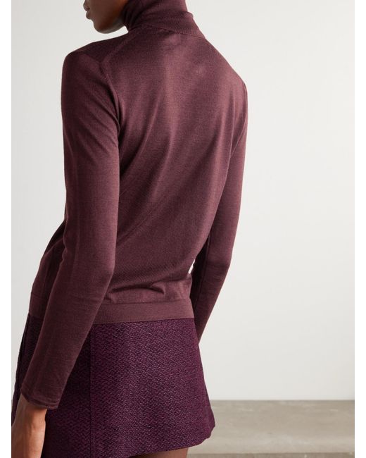 Tom Ford Purple Cashmere And Silk-Blend Turtleneck Sweater