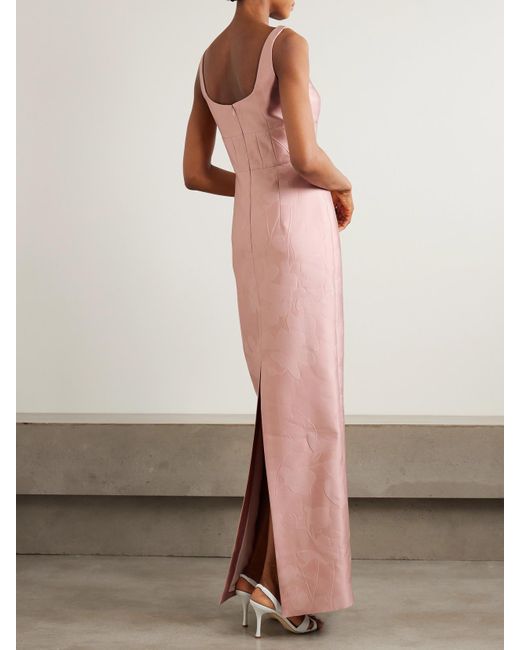 Emilia Wickstead Pink Megara Paneled Cloqué Maxi Dress