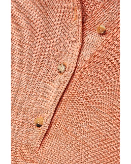 Partow Pink Josie Ribbed Silk And Cotton-Blend Polo Sweater