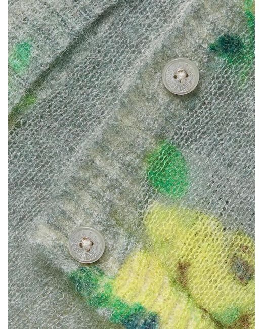 Acne Green Mehrlagiger Pullover Aus Einer Mohairmischung Mit Blumenprint