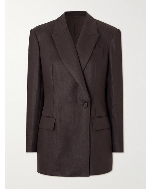 Brunello Cucinelli Black Doppelreihiger Blazer Aus Leinen