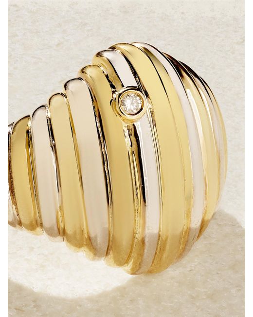 Yvonne Léon Natural Chevalière Berlingot 9-Karat And Diamond Signet Ring