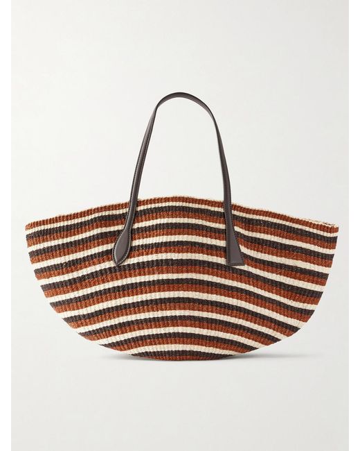 Liffner Multicolor Sprout Striped Leather-Trimmed Sisal Tote