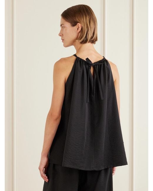 Totême Black Gathered Lyocell-Blend Halterneck Top