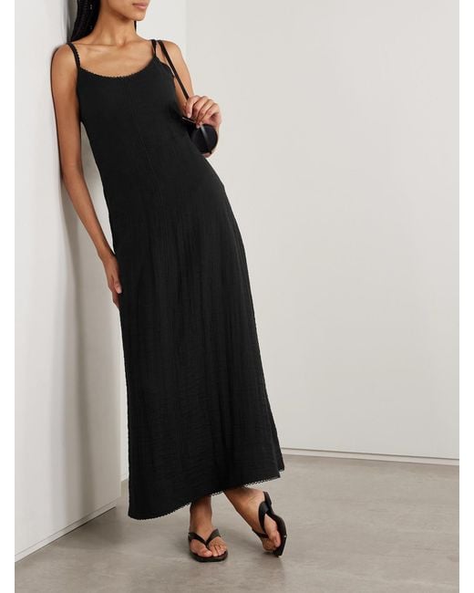 Proenza Schouler Black Evelyn Tie-Back Crinkled-Voile Maxi Dress