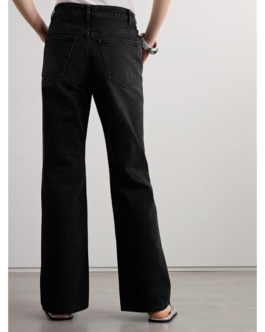 Rabanne Black Chainmail-Embellished High-Rise Straight-Leg Jeans