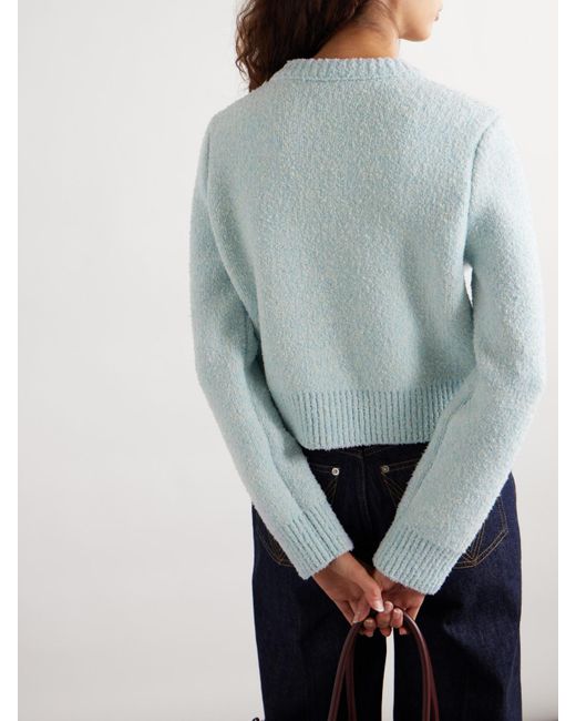Bottega Veneta Blue Wool-Blend Bouclé Cardigan