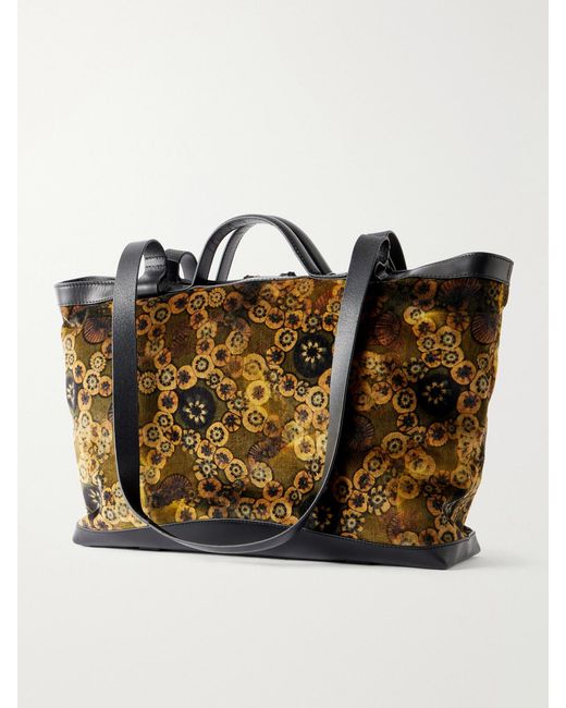 Dries Van Noten Brown Carter Printed Leather-Trimmed Velvet Tote