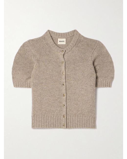 Khaite Natural Nora Cropped Cashmere-Blend Cardigan