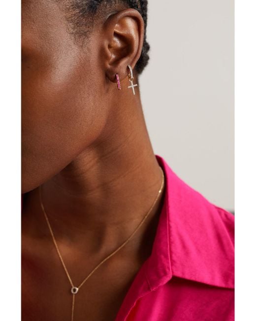 Mateo Natural 14-Karat Sapphire Hoop Earrings