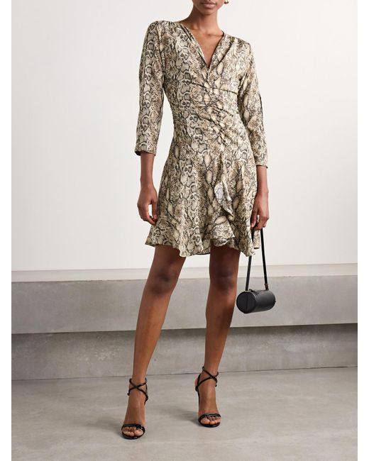 Isabel Marant Multicolor Octavia Ruched Snake-Print Silk-Blend Crepe Mini Dress