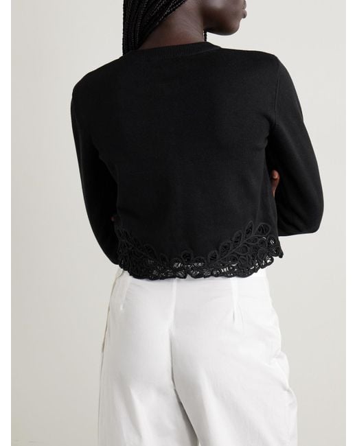 Cardigan En Coton À Finitions En Dentelle Guipure Iyla Sea en coloris Black