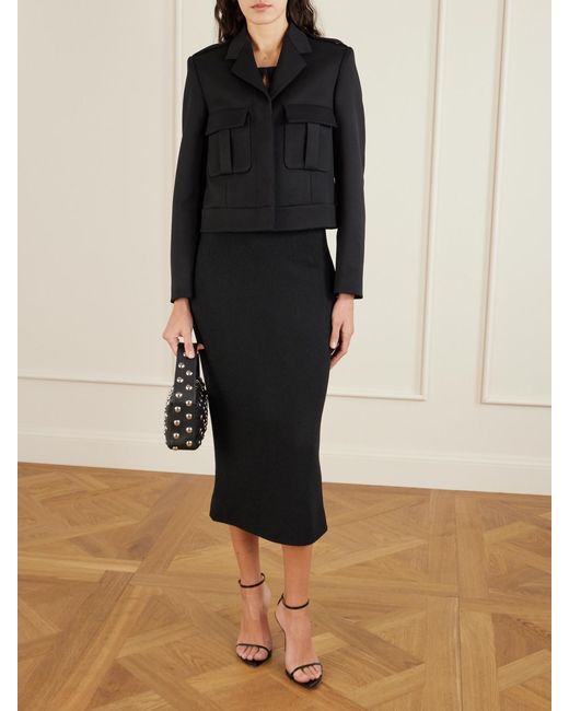 Dolce & Gabbana Black Textured-Wool Midi Skirt