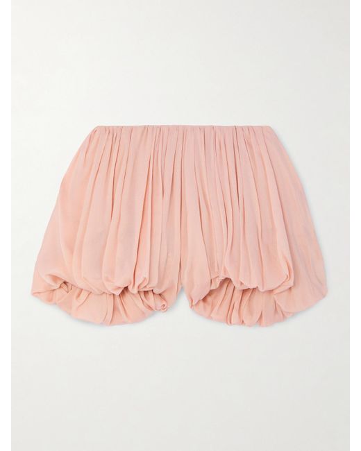 Chloé Pink Shorts Aus Bedrucktem Crêpe De Chine Aus Seide Mit Falten