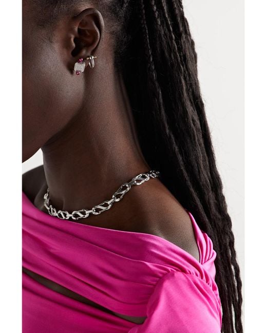 Eera Pink Einzelner Ohrstecker Aus 18 Karat Mit Diamanten