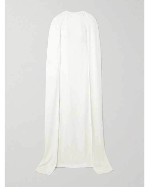 Stella McCartney White Cape-Effect Stretch-Cady Gown