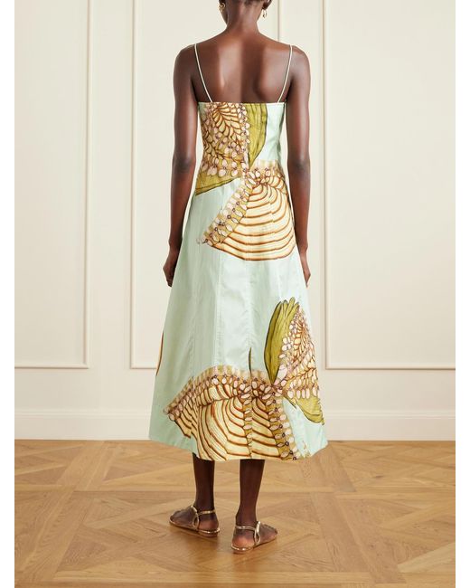 Ulla Johnson White Vesela Paneled Printed Cotton-Poplin Midi Dress