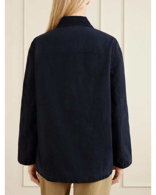 Nili Lotan Blue Devin Corduroy-Trimmed Cotton-Canvas Jacket