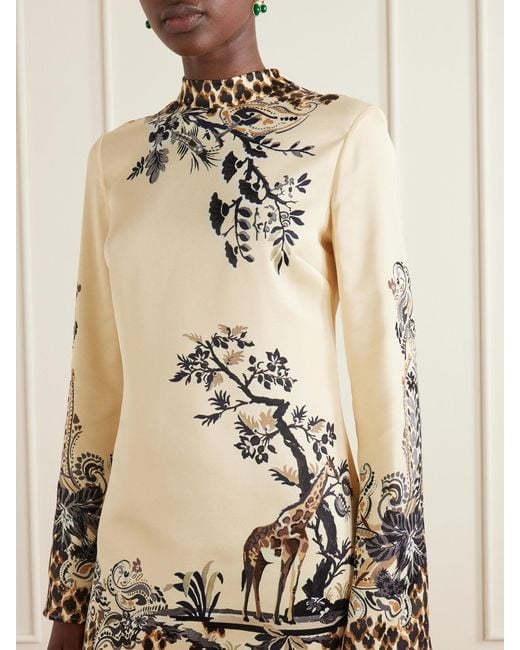 Etro Natural Printed Satin Mini Dress