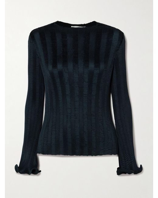 Jonathan Simkhai Blue Carys Oberteil Aus Satin