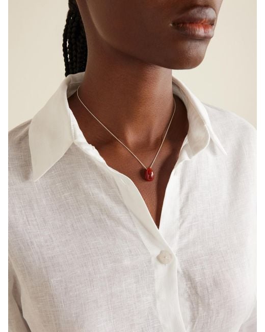 Sophie Buhai White Tiny Egg And Carnelian Pendant