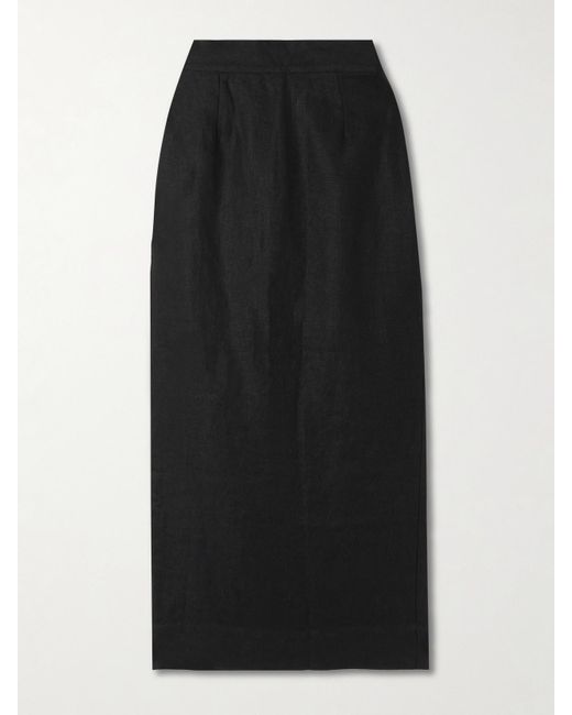 Posse Black Emma Linen Midi Skirt