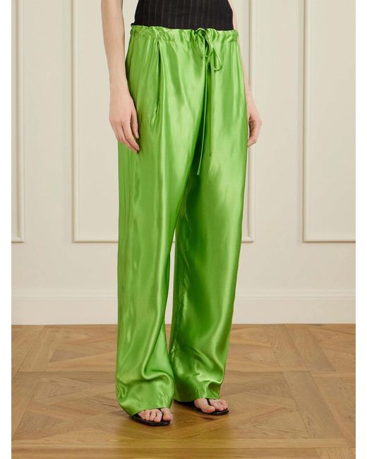 Khaite Green Rohen Satin Pants