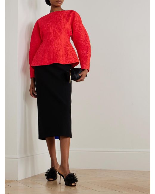 Roksanda Black Amel Two-Tone Crepe Midi Skirt