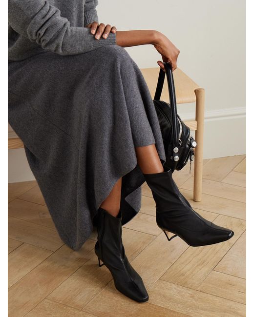 Staud Black Wally Sock Leather Ankle Boots