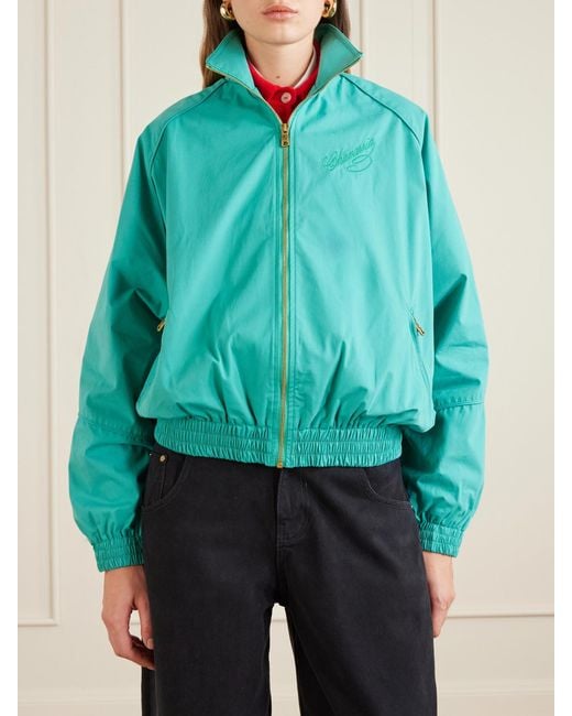 Willy Chavarria Blue Ruff Rider Embroidered Cotton Zip-Up Track Jacket
