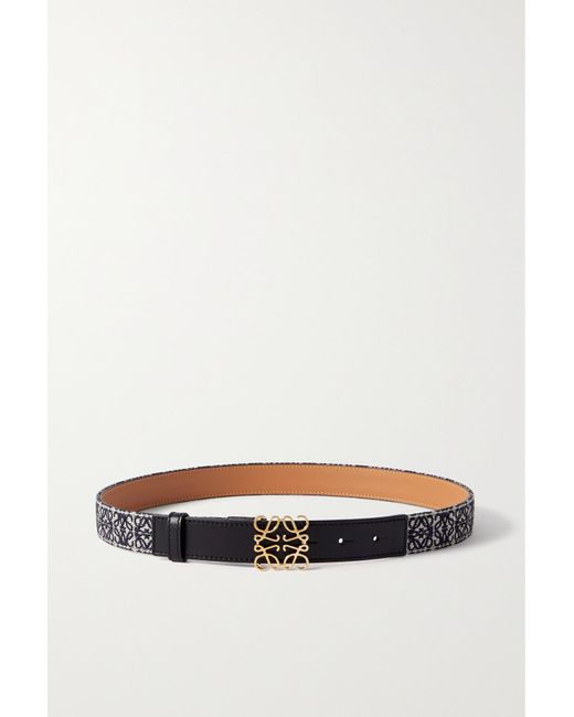 Loewe Anagram Leather-trimmed Canvas-jacquard Waist Belt in Black | Lyst