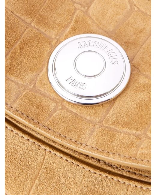 Sac Porté Épaule En Daim Effet Croco Le Calisso Rond Jacquemus en coloris White