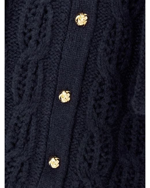 FRAME Blue The Cape Cable-Knit Wool-Blend Cardigan