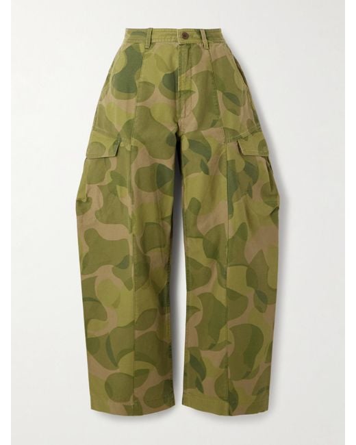 Polo Ralph Lauren Green Camouflage-Print Cotton-Canvas Barrel-Leg Pants