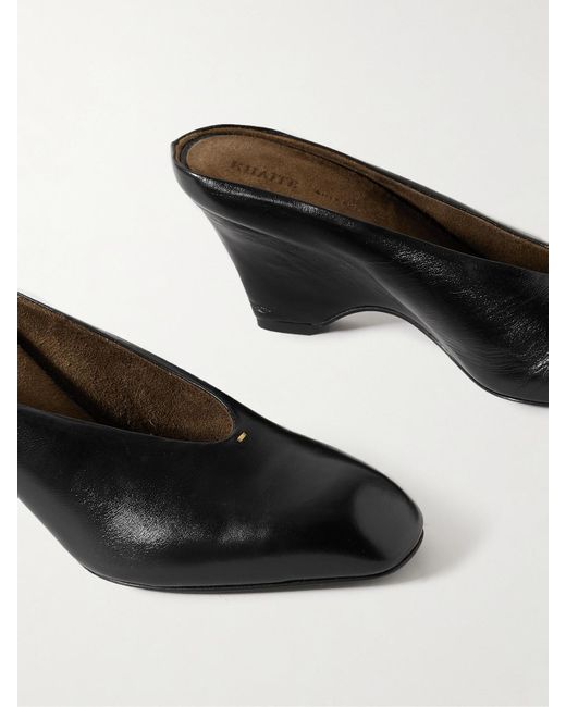 Khaite Black Colt Leather Mules
