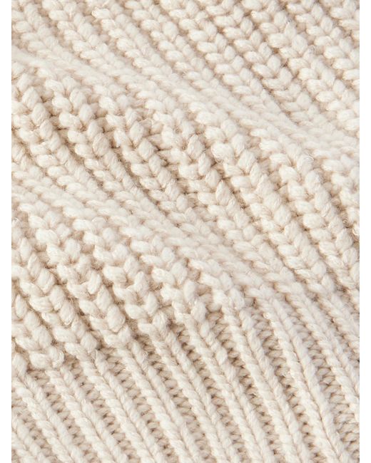 Brunello Cucinelli Natural Sequin-Embellished Ribbed Cashmere And Silk-Blend Beanie
