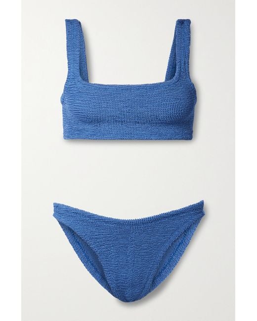 Hunza G + Net Sustain Xandra Metallic Seersucker Bikini in Blue | Lyst