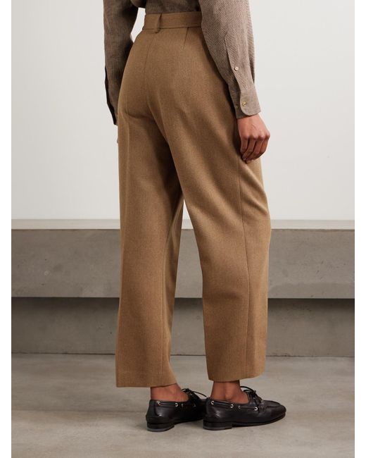 Loro Piana Natural Rodger Pleated Rain System Wool-Twill Tapered Pants