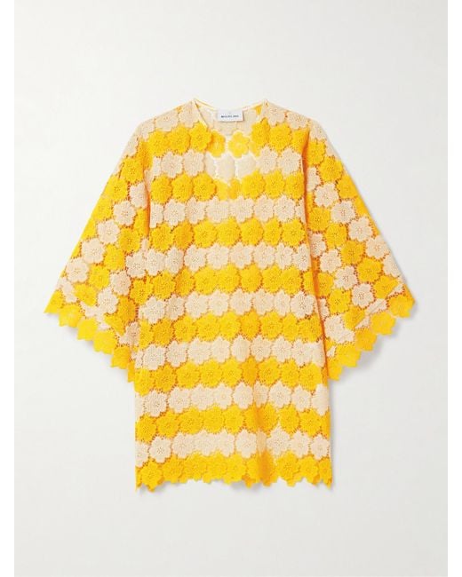 Miguelina Yellow Gianina Cotton Guipure Lace Kaftan