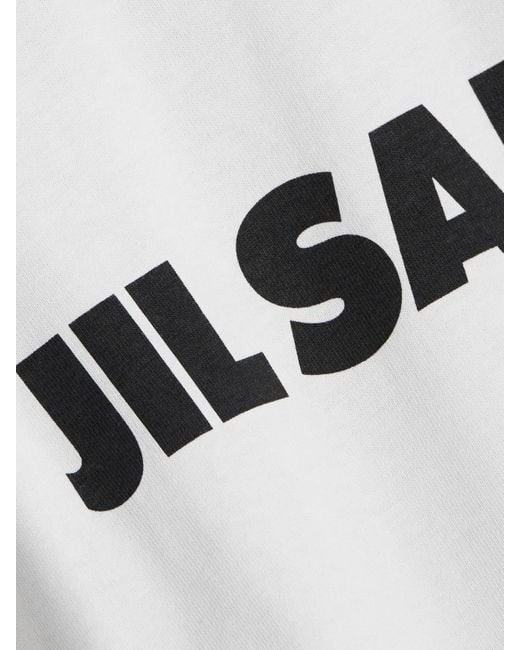 Jil Sander White Cotton T-Shirt With Bold Logo And Classic Cut