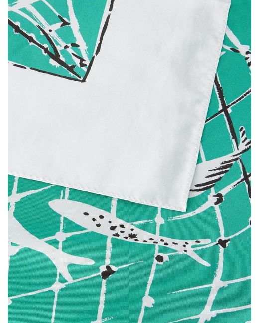 Altuzarra Blue Fishnet Printed Silk-Twill Scarf
