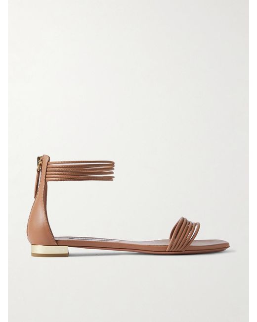 Aquazzura Natural Sway Leather Sandals
