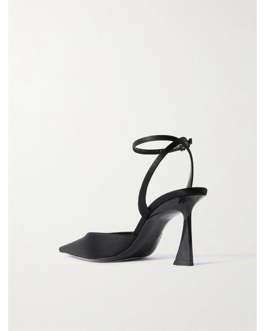 Saint Laurent White Aimee Pumps Aus Satin Mit Lederbesätzen