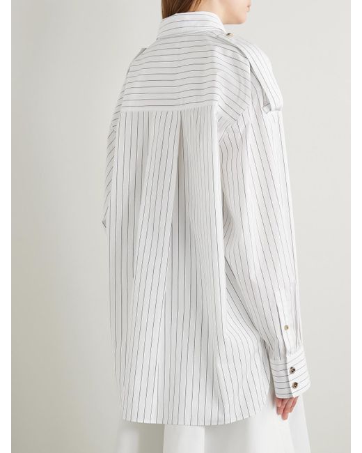Khaite White Tamal Oversized Striped Cotton-Poplin Shirt