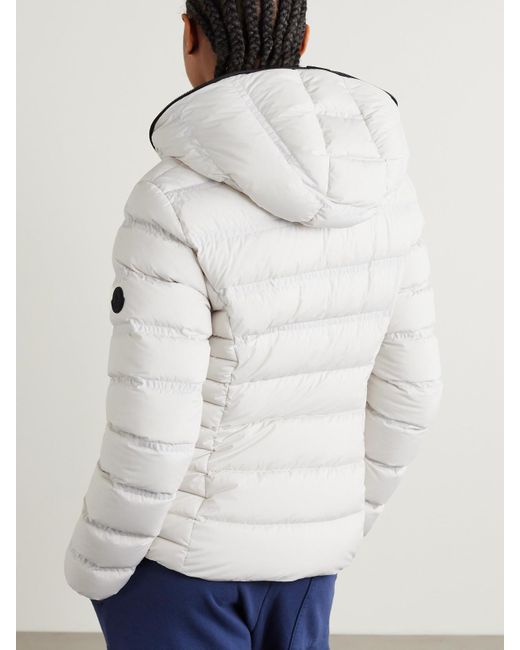 Moncler White Appliquéd Webbing-Trimmed Quilted Shell Down Jacket