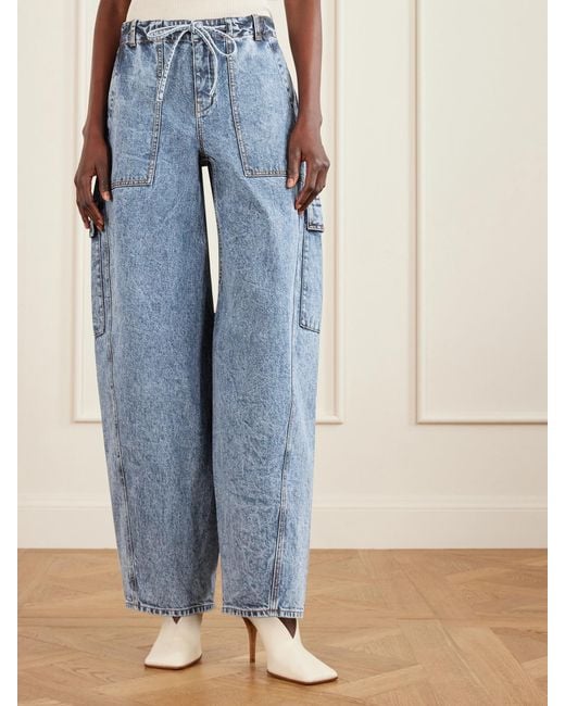 Alaïa Blue Mid-Rise Barrel-Leg Jeans