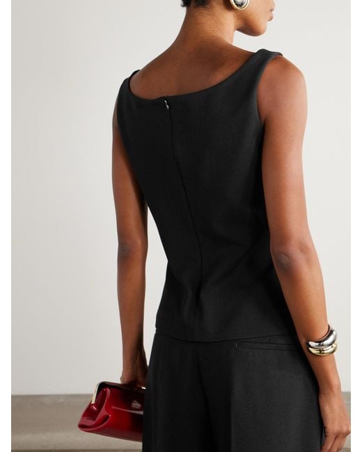 Magda Butrym Black Appliquéd Cutout Stretch-Wool Top